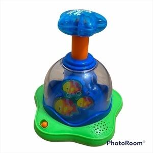 Bright Starts Press & Go Fish Musical Spinning Toy Kids Baby Blue Lights